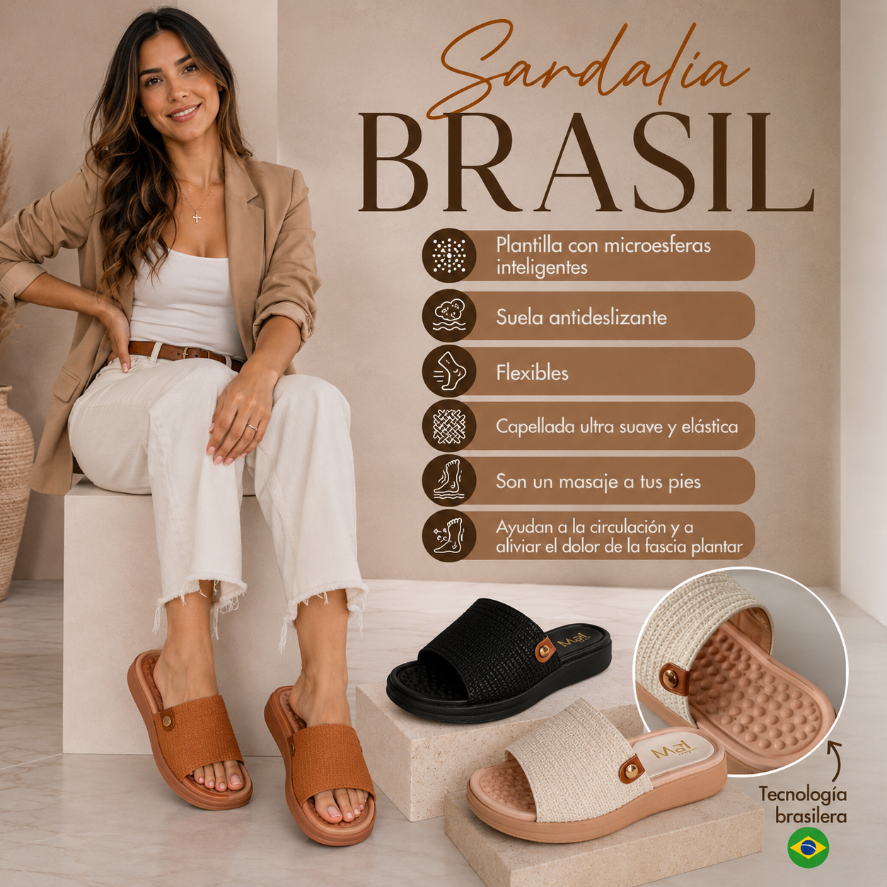 💋SANDALIA SUPER CONFORT  BRASIL🌿ergonomica-suave-liviana