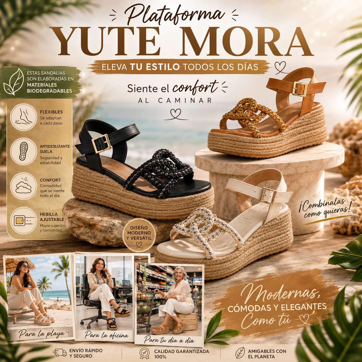 🍇SANDALIA PLATAFORMA YUTE MORA🍀sandalia artesanal👌