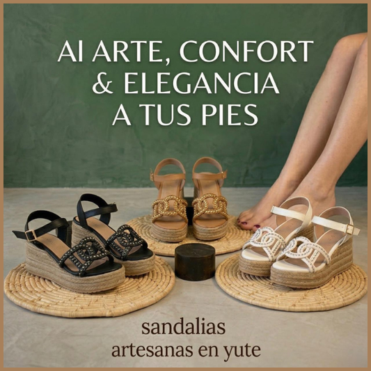 🍇SANDALIA PLATAFORMA YUTE MORA🍀sandalia artesanal👌